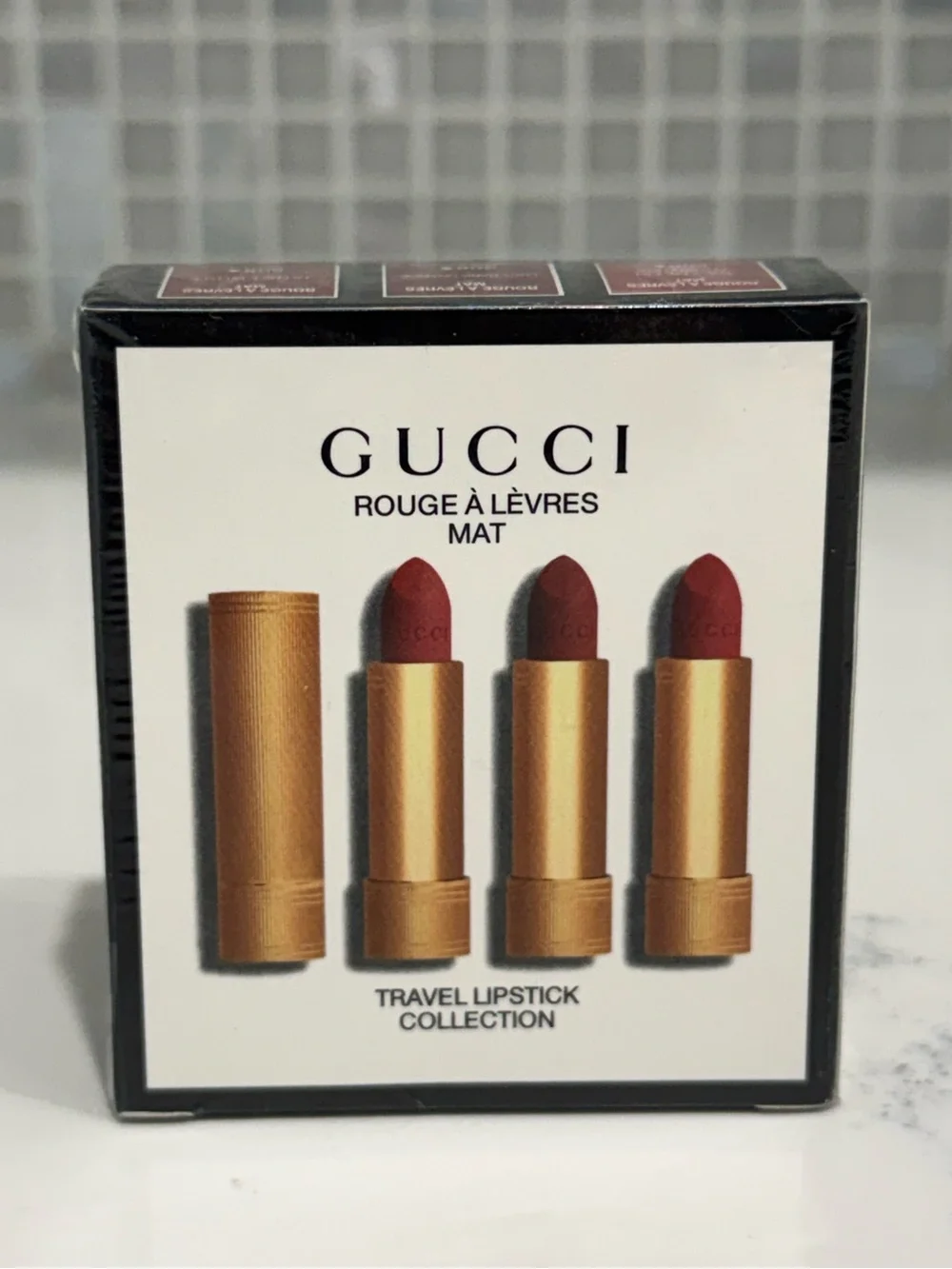 NIB GUCCI Rouge A Levres Mat Lip Colour 3 Mini LIPSTICKS  Argentina, Red, Janet